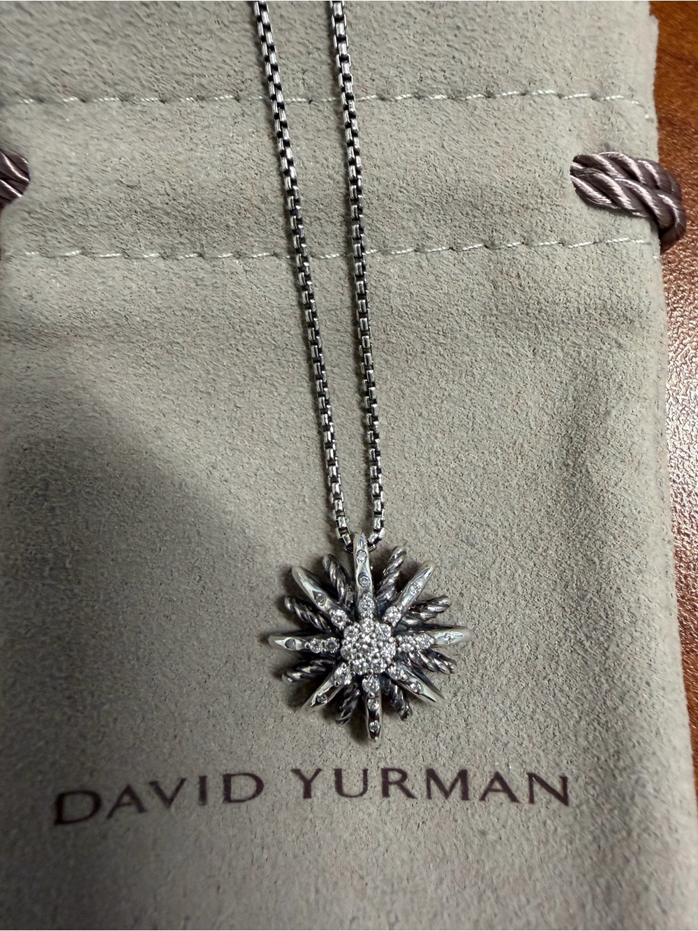 David Yurman Starburst Pendant
Necklace Sterling Silver 925 Pavé
Diamonds 19mm